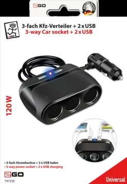 Multisocket Lader 12v/24v 3 + 2xusb