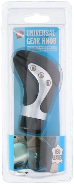 Versnellingspook Leder Zilver En Zwart Universeel