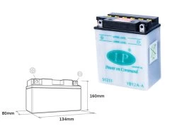 Motorbatterij Met Acide 12V Yb12a-a 12n12a-4a1