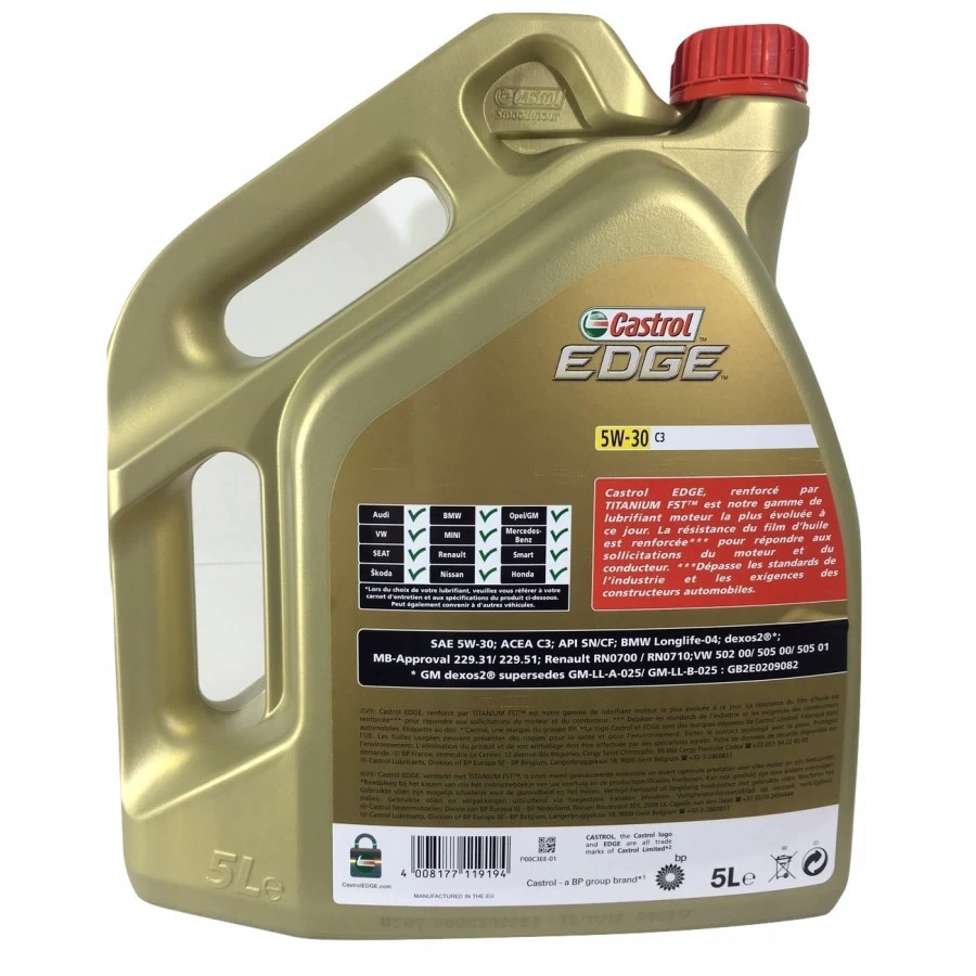 Castrol Edge Ti 5W30 C3 5 Liter Titanium Fully Synthetic - Afbeelding 2